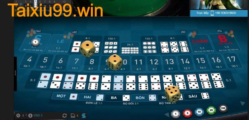 Các cửa cược trong game tài xỉu của W88