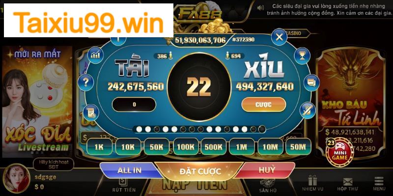 FA88 sở hữu giao diện chơi tài xỉu cuốn hút 